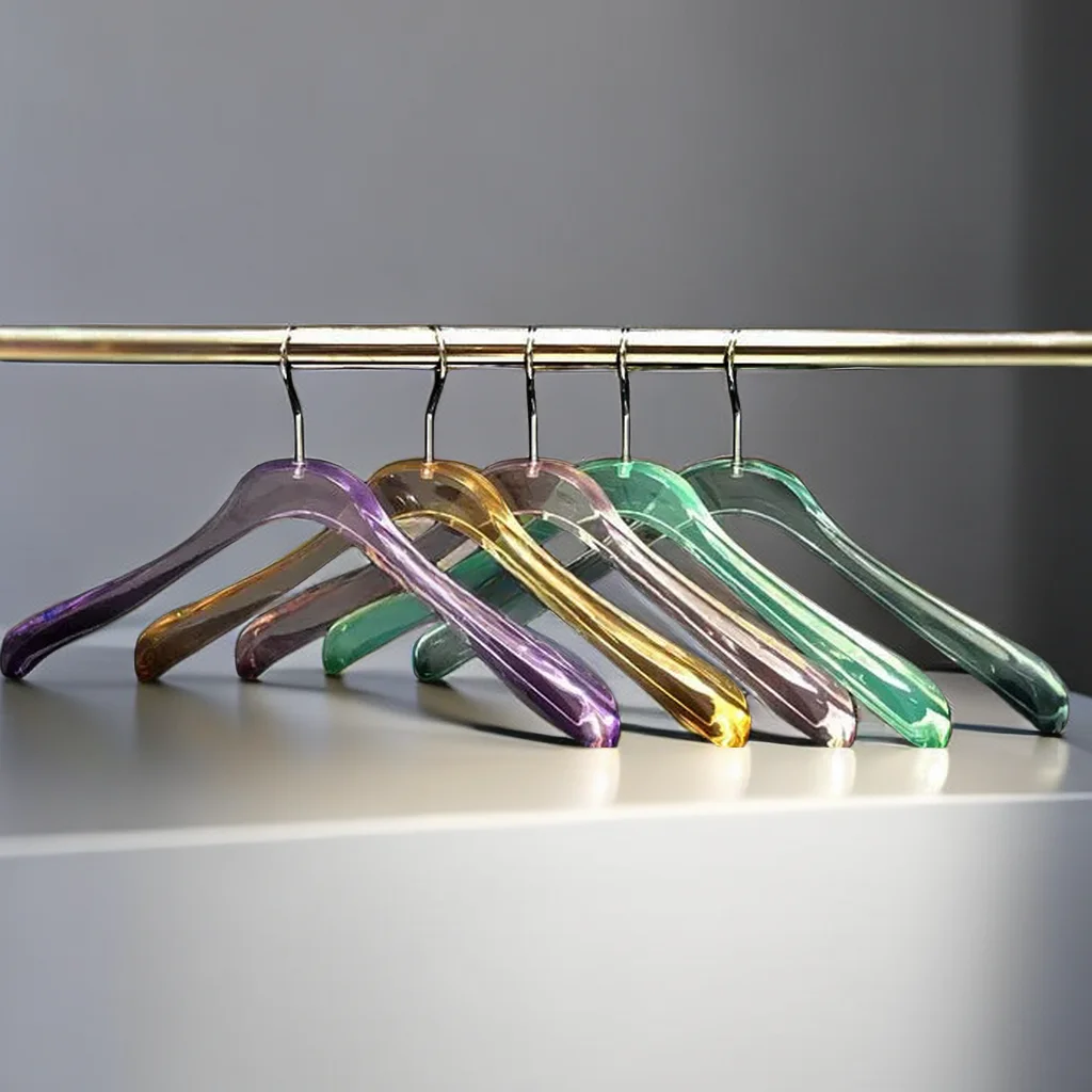 Custom Acrylic Hanger with Shimmering Powder Wholesale Clear Transparent Clothes Acrylic Hangers