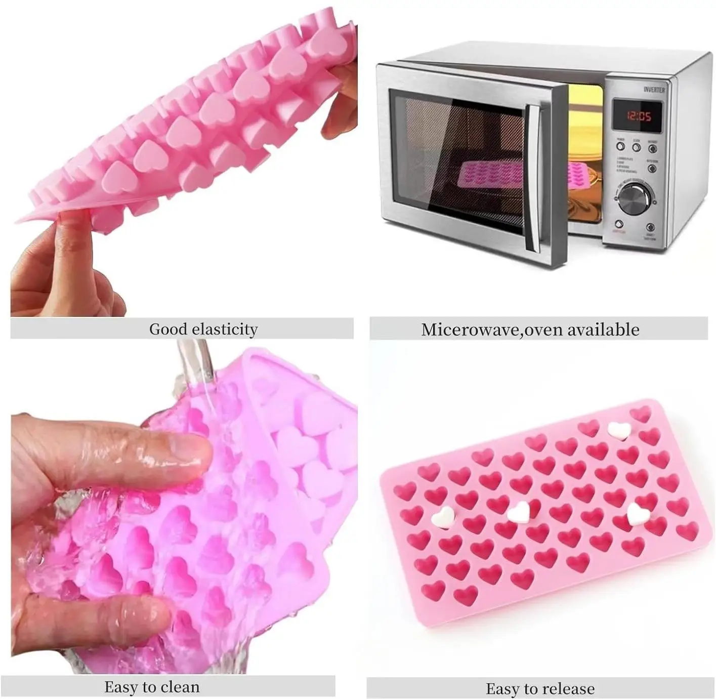 Chocolate Silicone Mold Non-Stick Food Grade Heart Shaped Reusable Candy Mold Silicone Molds For Baking Homemade Treats Candy