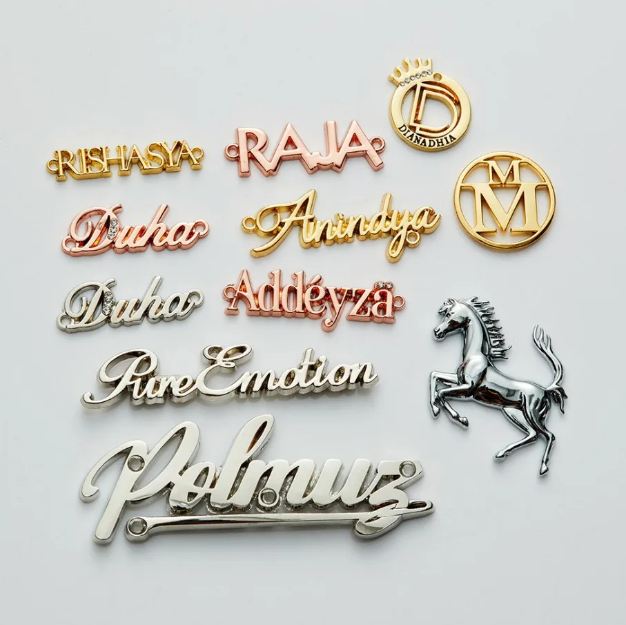Custom Brand logo Embossed logo Metal Label for Handbags and Luggage