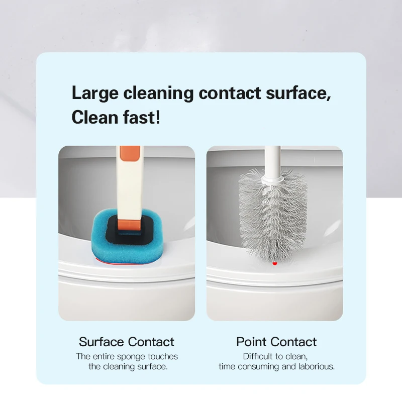 2024 new trend disposable sponge toilet cleaning brush set with cleaning fluid and replacement head