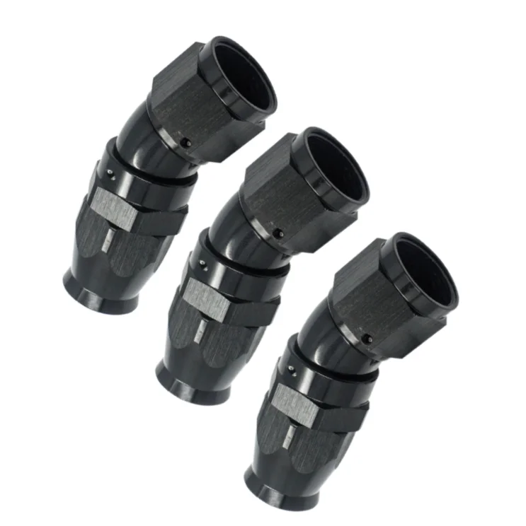 Australia hot sell aluminum black anodized 45 degree ptfe full flow an dash fitting 4 6 8