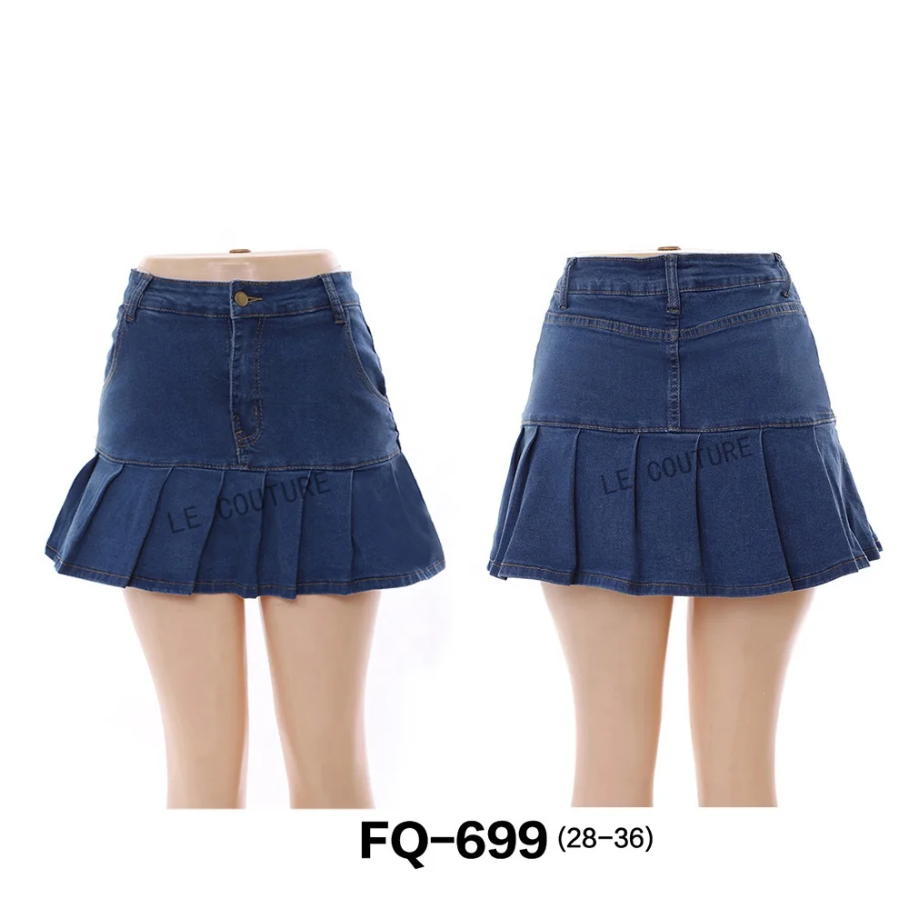 ladies fashion style summer mini wrap skirt manufacturers bodycon womens denim pleated skirt with belt