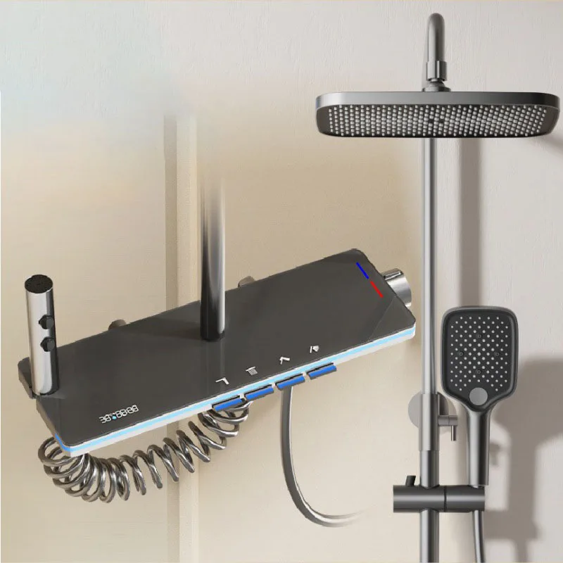 Trendy Designs LED Digital Bathtub Bathroom Shower Sets Thermostatic Rainfall Shower Faucet Set Bathroom Accessories