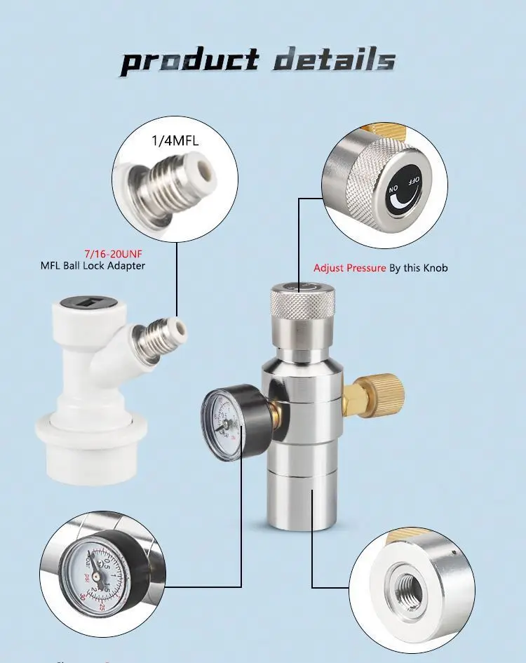 CO2 Mini Gas Regulator Pressure Gauge Fit for Homebrew Draft Beer Soda Beer Making Tools