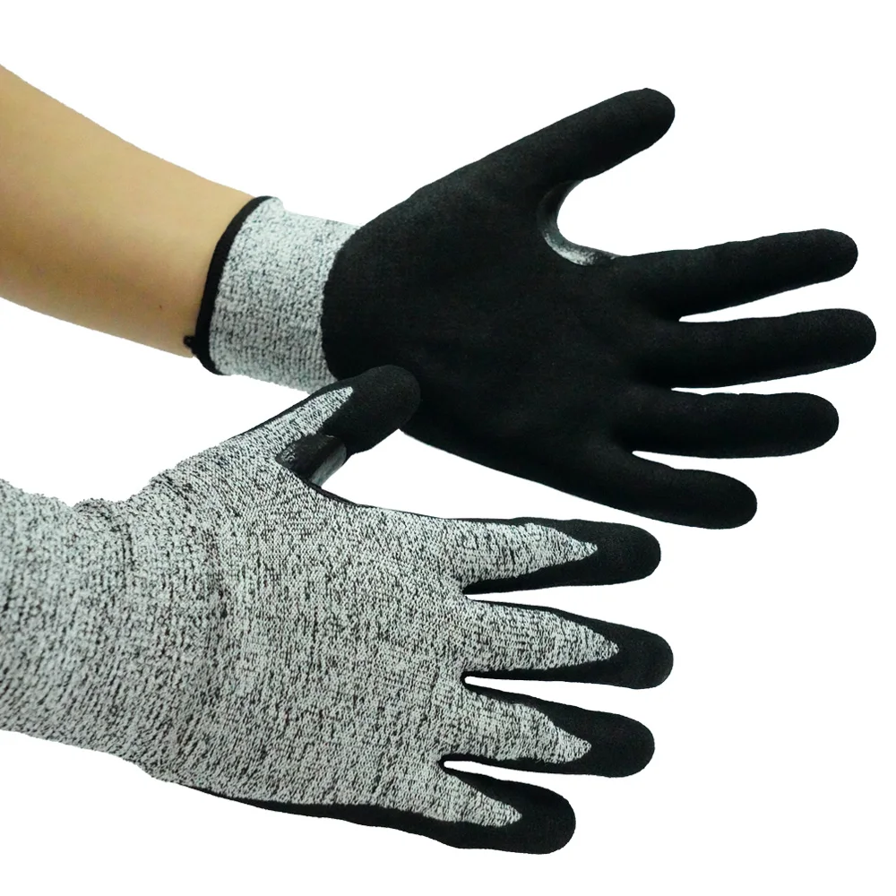 Outstanding Heavy Duty Touchscreen Cut Resistant Nitrile Sanded Safety Gloves Reinforced Thumb Web