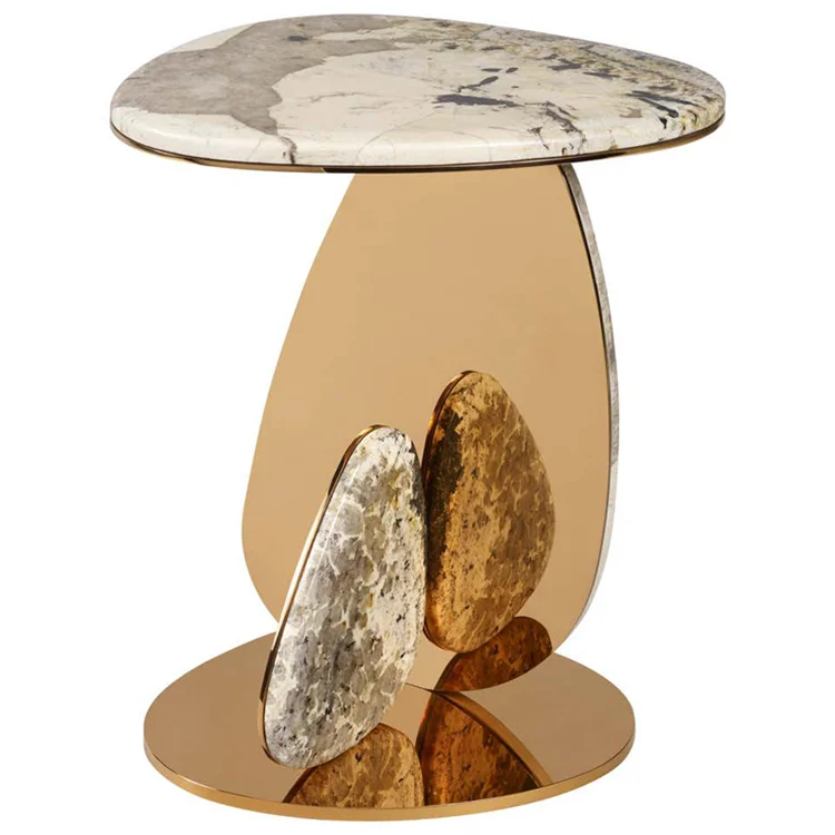 Italian luxury marble coffee table Living room furniture luxury polished brass coffee table