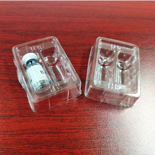 Fast delivery clear plastic tray to hold 10pcs 2ml vial packaging transparent pvc tray clear blister
