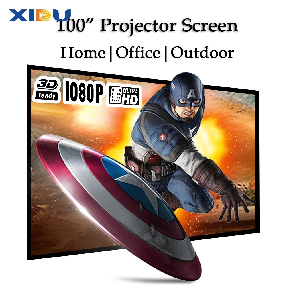 XIDU 30-200 Inch Foldable Large Outdoor Projection Screen Convenient Short Focus Double-Sided Rear Projection Bracket Screen