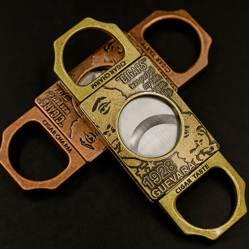 Classic Cigar Knife Gold Silver Zinc Alloy Double Cut Blade Cigar Cutter