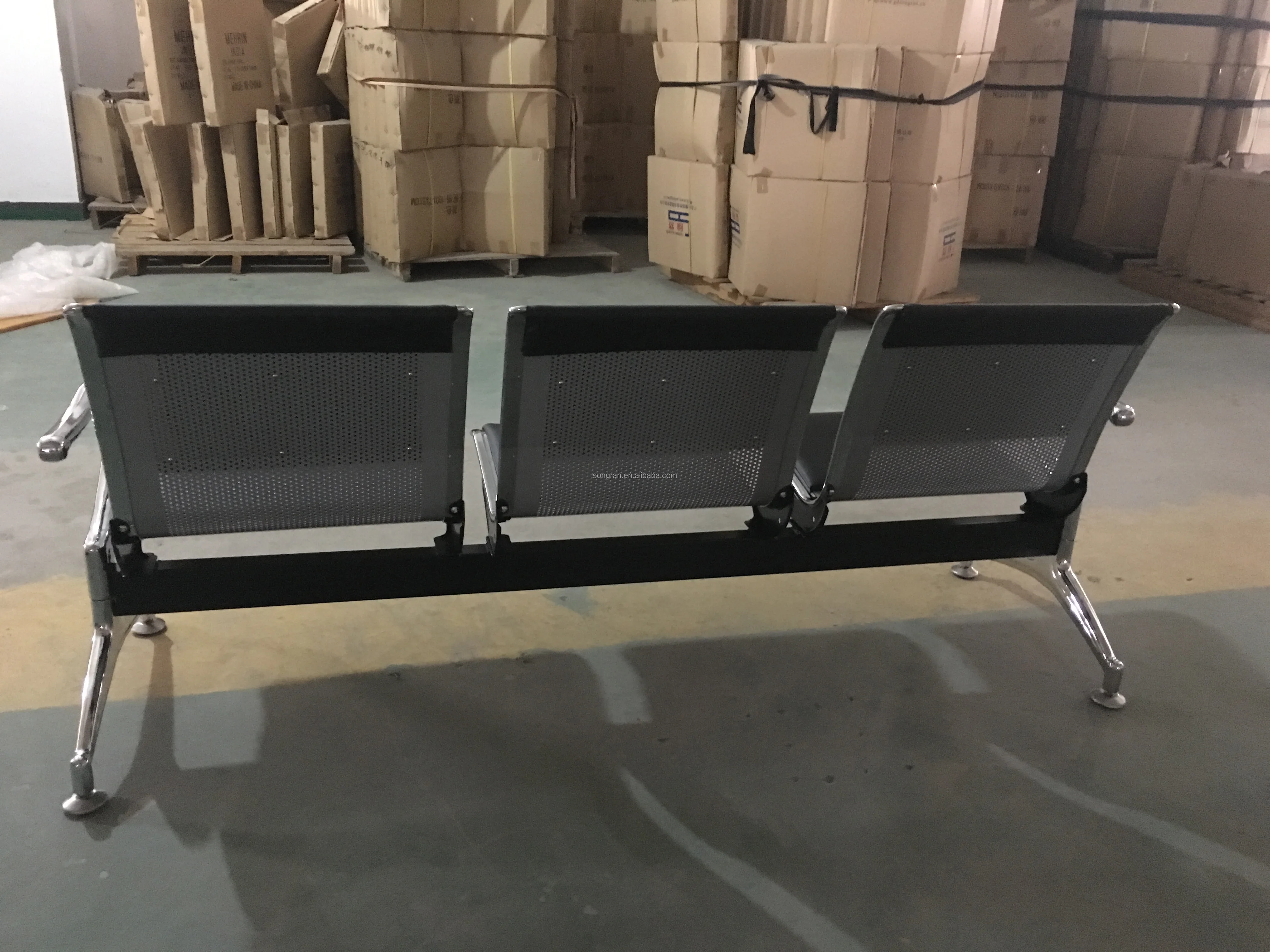 3-seater reception benches waiting area furniture PU hospital waiting chair
