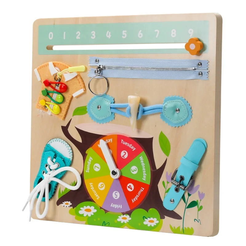 Wooden baby Early Childhood Education multifunctional Busy Board Daily Life Unlocking Montessori Skill Training Toys