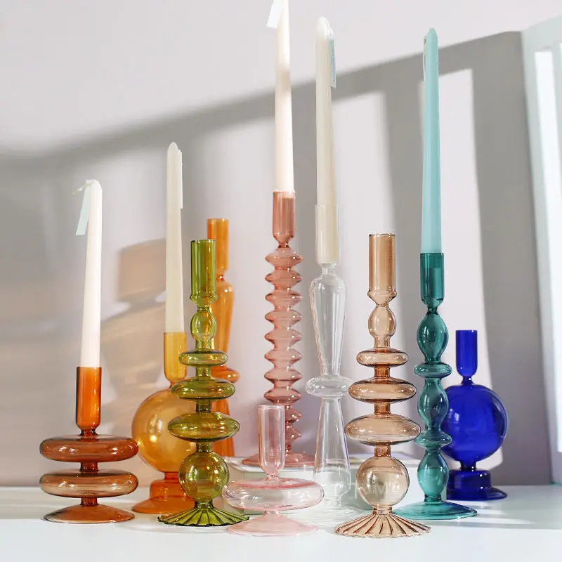Wholesale Customizable nordic style home wedding dinning decoration borosilicate glass candleholder candle holder