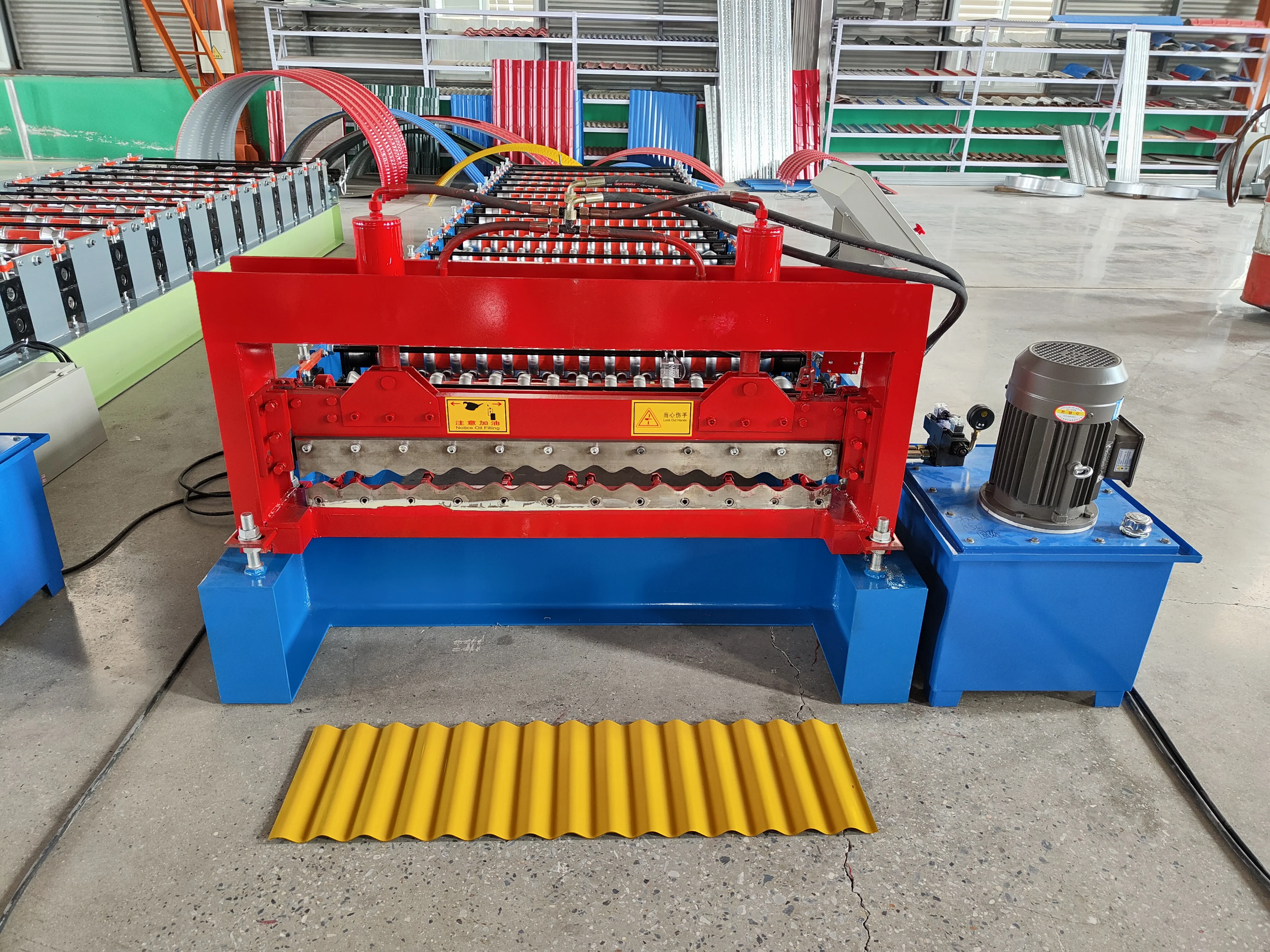 0.3mm -0.8mm 1250mm Width Color Steel PPGI Zinc Roof Sheet Corrugated Roll Forming Machine Corrugated Wavy Making Machine