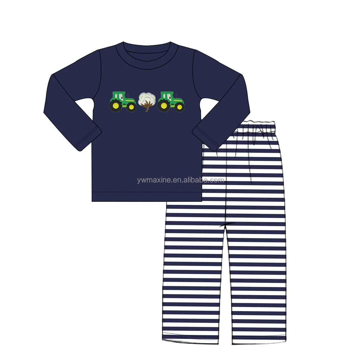 Fall/winter kids clothing unique design knit boy outfits wholesale reindeer & duck applique sets two piece set for boys