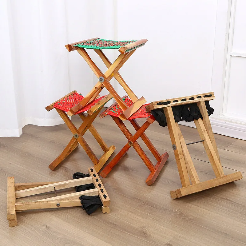Factory directly delivery creative small mazar folding portable fishing chair solid wood small stool wooden chair