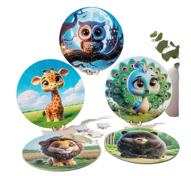 2024 New Product Wooden Animal Round Colorful Puzzle Montessori Jigsaw puzzle & games For Children Kids Toddler Boys & Girls CE