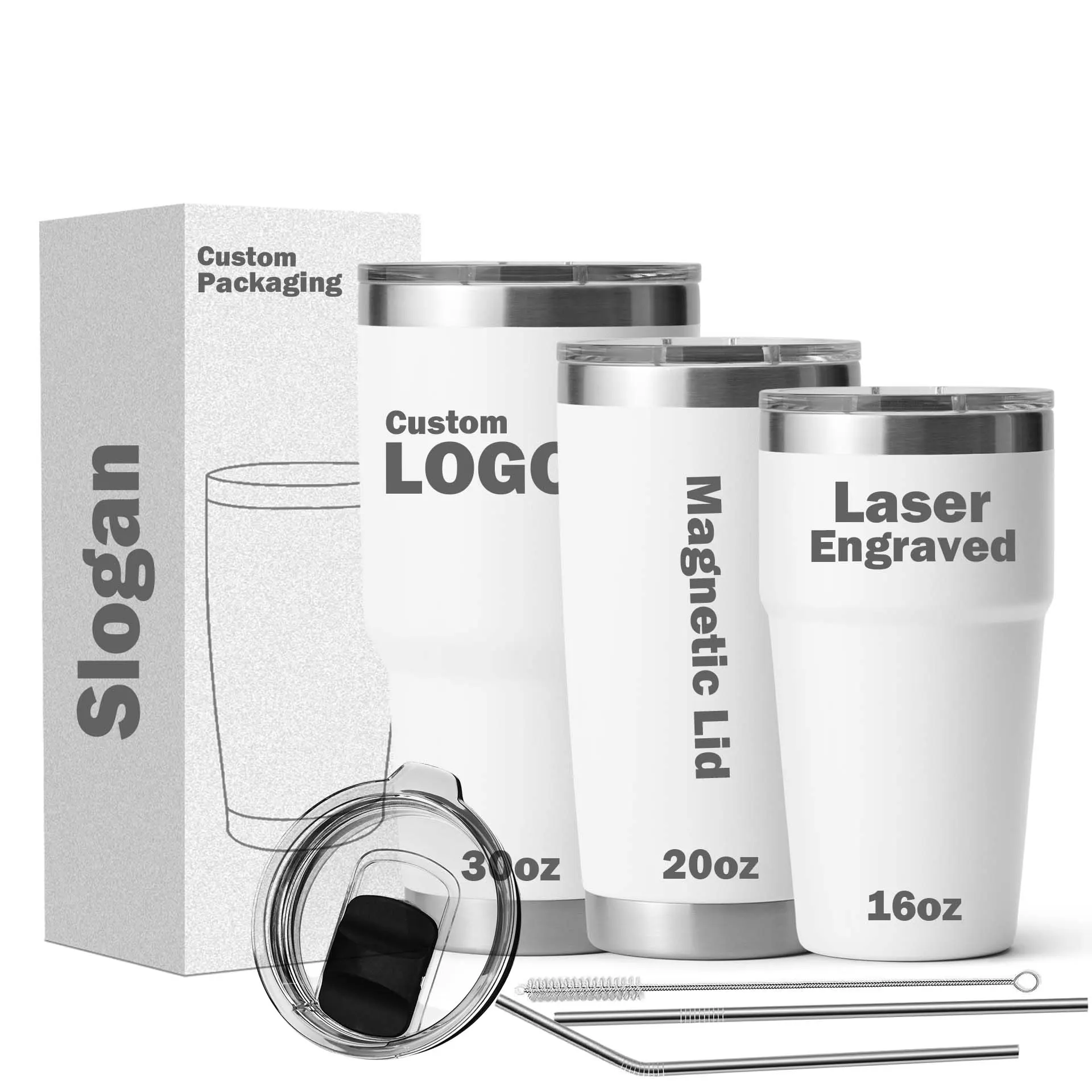 FACTORY laser engraved powder coat travel mug tumblers 20oz 30oz vaso termico acero inoxidable with magnetic lid