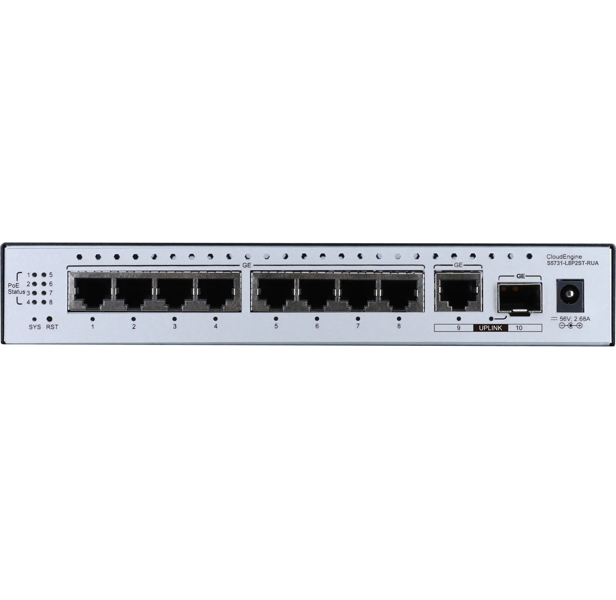 8 Port Full Gigabit Optical Fiber Managed PoE Ethernet Switch CloudEngine S5731-L8P2ST-RUA with Switching Capacity 52 Gbit/s
