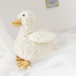 Cute cream swan lifelike animal kids baby doll beige soft stuffed goose plush duck toy