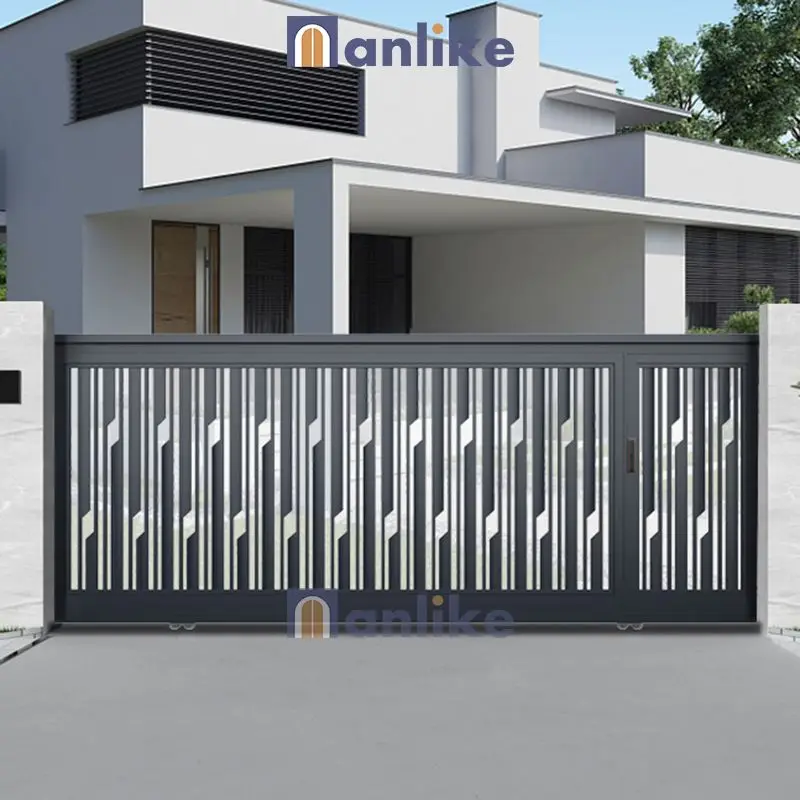 Anlike 2024 New Model Beautiful Villa Simple Remote Control Driveway Electric Aluminium Sliding Home Front Gate Design