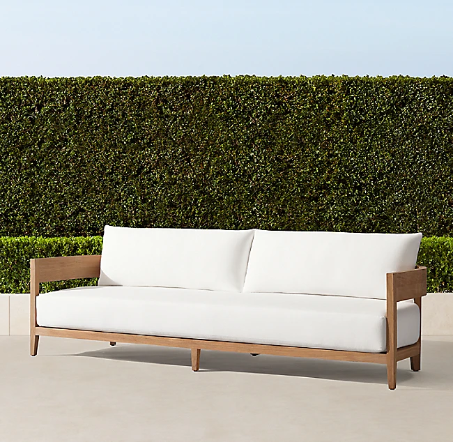 Outdoor Luxury Outside Furniture Curved Backrest Moon Design Deep Seat Solid Teak Furniture Sofa Set