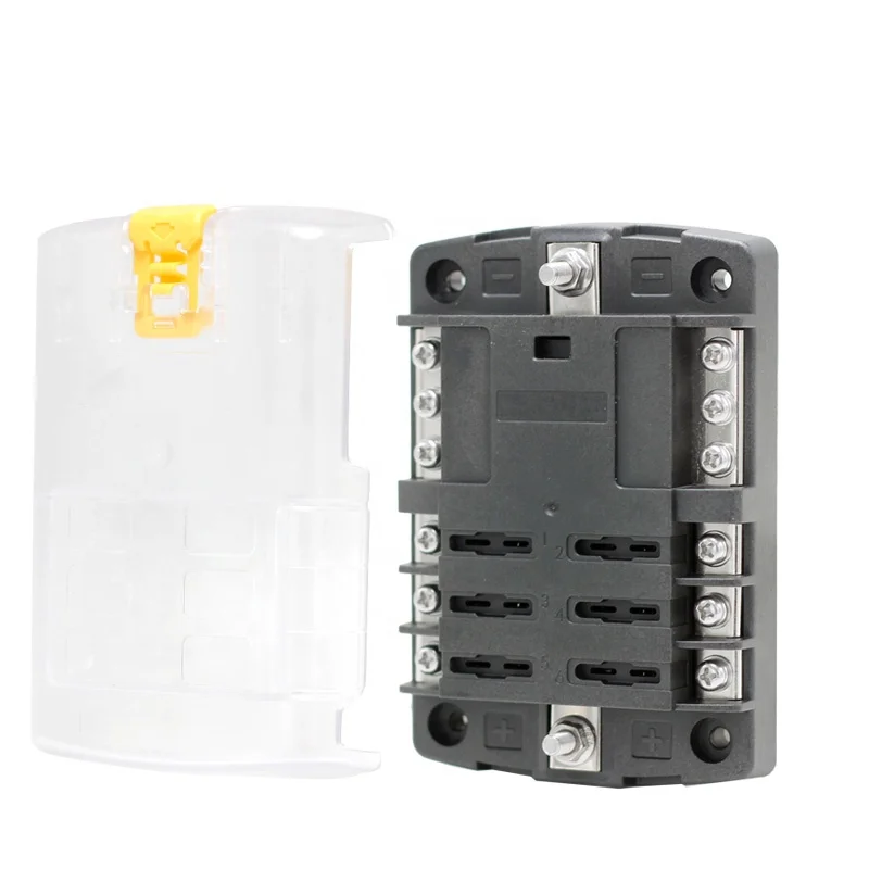 ST Blade ATO / ATC Fuse Blocks fuse Holder Negative pole 12V 24V 6 way Yellow cover fuse Box for car boat marine
