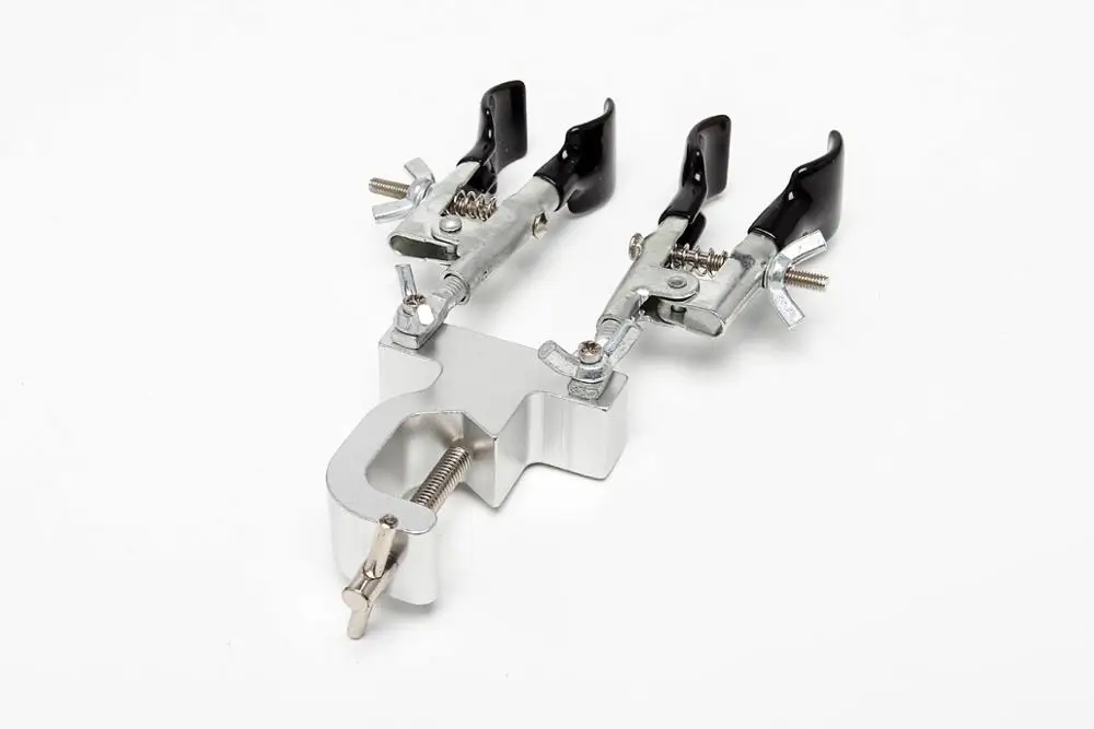 Gelsonlab HSG-101A Lab Aluminum Adjustable Double Flask Clamps Test Tube Clamp Burette Clamp PVC Coated Round Jaws