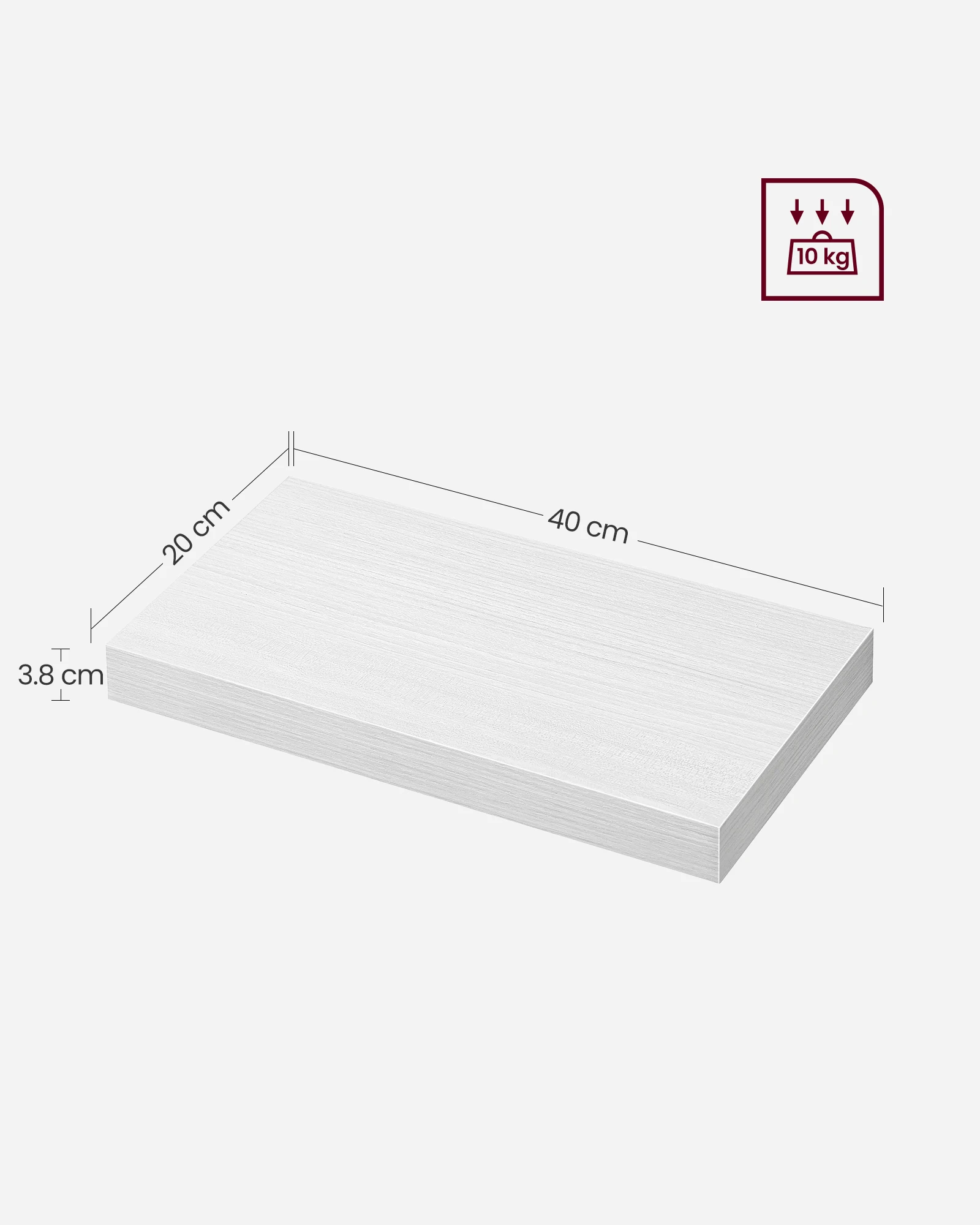 VASAGLE Maple White Wall Mounted Shelf for Photo Frames Decorations Living Room Study Kitchen Wall Shelf