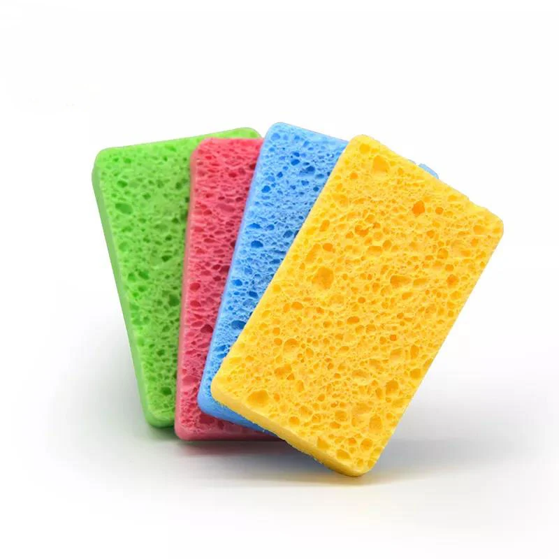 Natural wood pulp cotton kitchen cleaning sponge efficient de-greasing magic sponge absorbent become large dishwashing