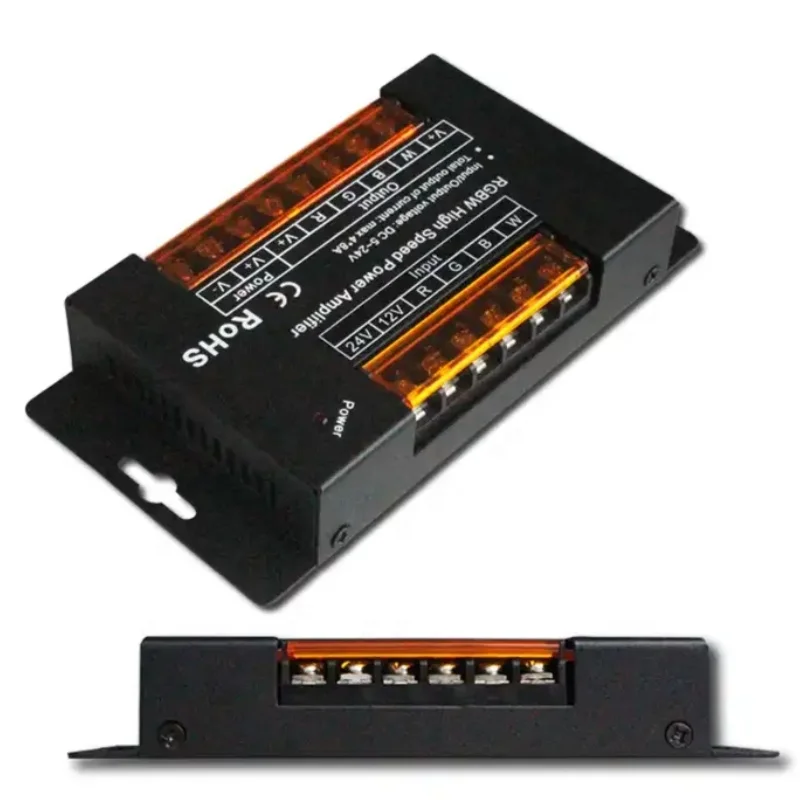 4*8A Black iron   RGBW amplifier 12-24V 4-channel signal  seven color light with lamp controller