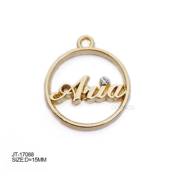 Custom metal stamped fashion branded logo beads making jewelry tags for bracelet