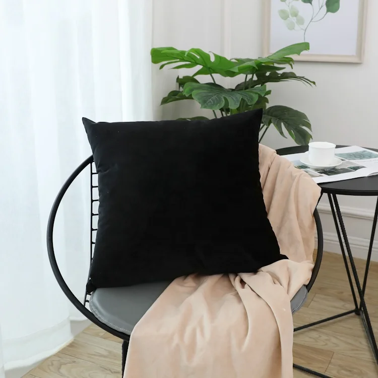 Latest design orange color stock velvet plain knitted sofa cushion covers pillow case