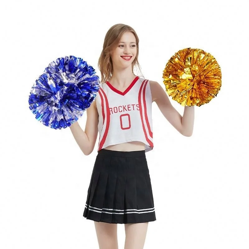 Cheerleading Pom Poms with Baton Handle for Team Spirit Sports Dance Cheering Kids Adults