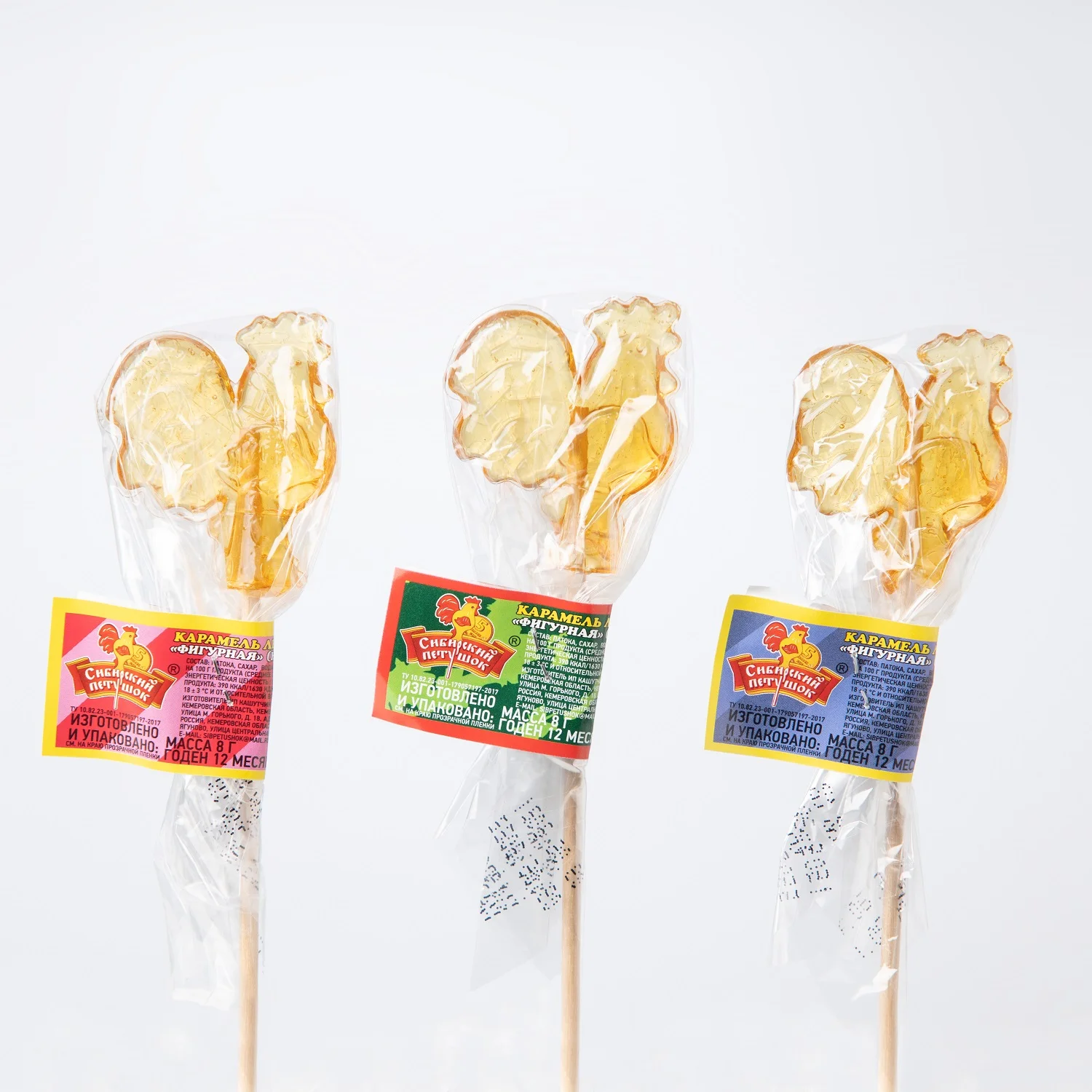 Карамельный леденец, конфеты «Сибирский петушок», жесткие конфеты 8 гр., 80 шт. * 6 bl / Doypack