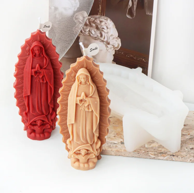 Новый стоящий Ангел девственные Силиконовые свечи формы DIY Madonna гипсовая скульптура силиконовая форма
