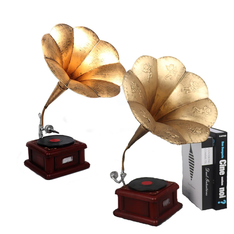 Ретро старая виниловая запись фонограф модель ностальгическая гостиная мягкие украшения фотография Реквизит