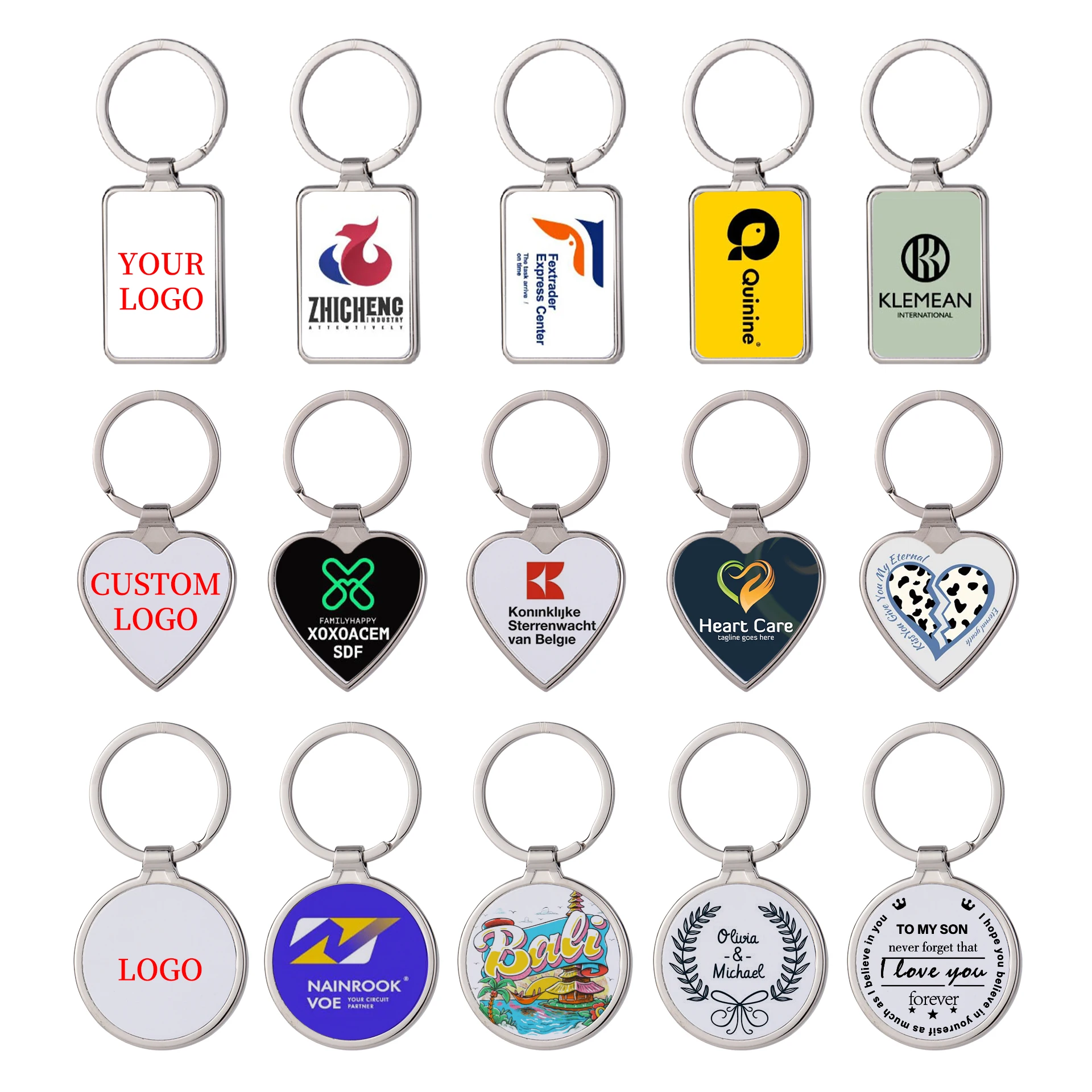 Heat Transfer DIY Crafts keychain with logo key holder Single-sided sublimation metal keychain