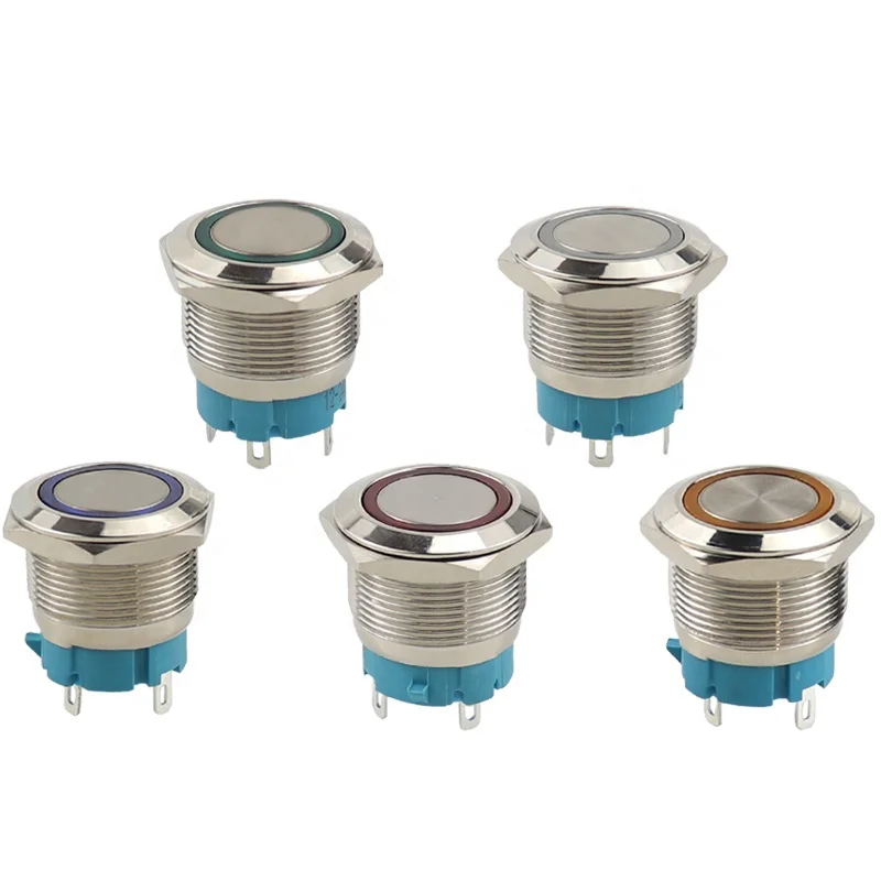 22mm metal push button switch 1NO led switch light 3V 5V 6V 12V 24V 220V momentary 4pins waterproof