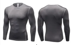 Fitness men long sleeve running sports t shirt men thermal muscle gym compression clothes