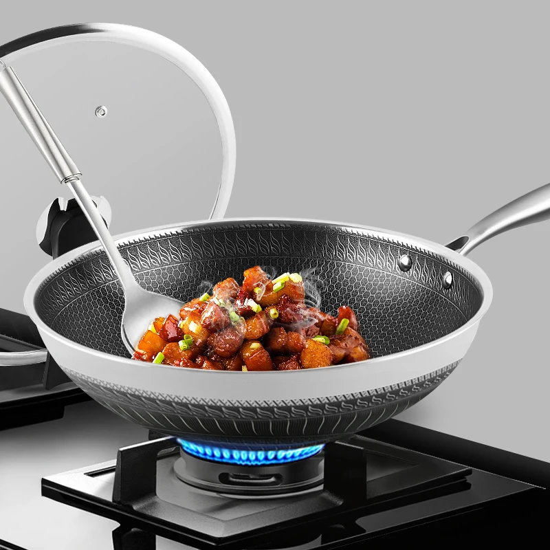 Factory direct stainless steel non-stick pan high-end uncoated frying pan
