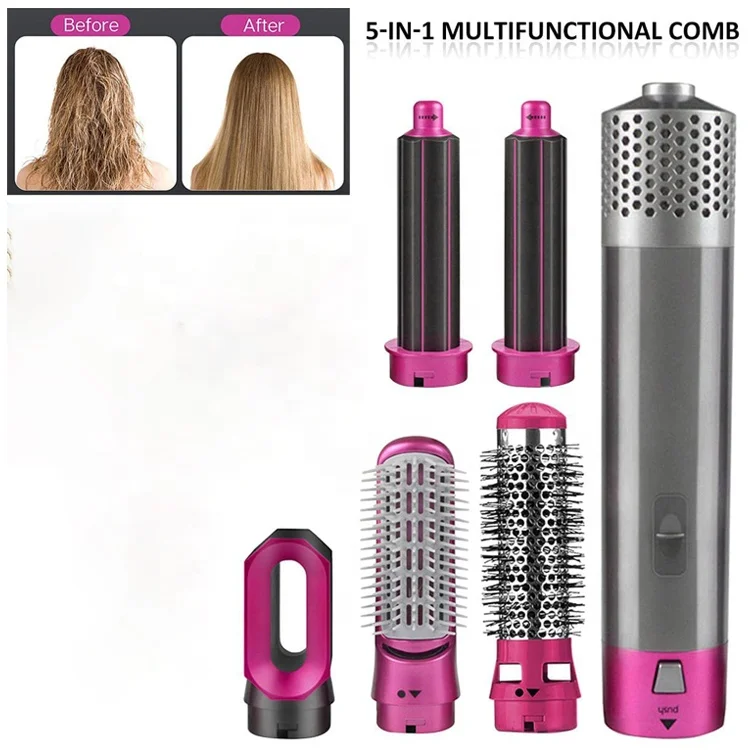 5 In 1 Multi-function Negative Ion Hair Straightener Curler Ionic Hair Dryer Hot Air Brush