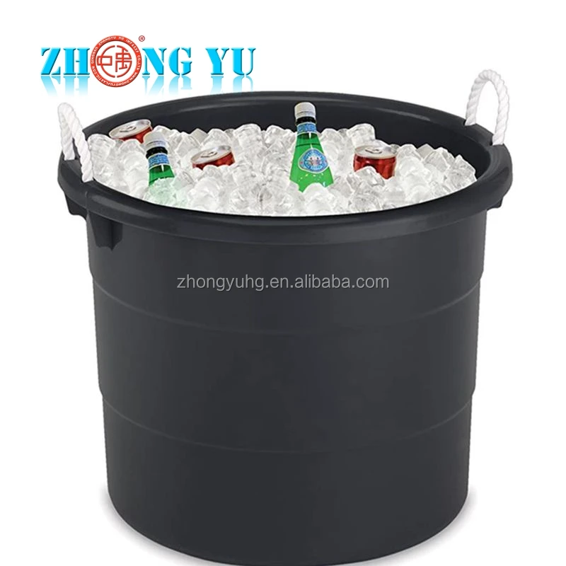 Manufacturer supply high quality 17 gallon plastic utility storage tub with rope handle/plastic storage basket