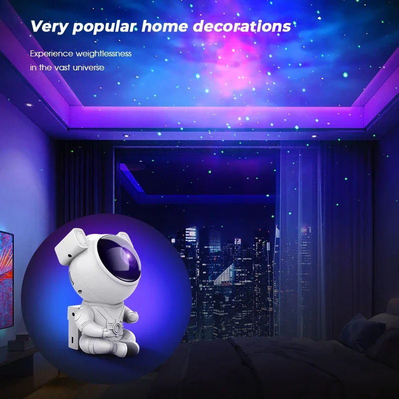 Smart Astronaut Galaxy Projection Light Small Starry Sky Projector Lamp Remote Control ABS PC RoHS Certified Residential Use