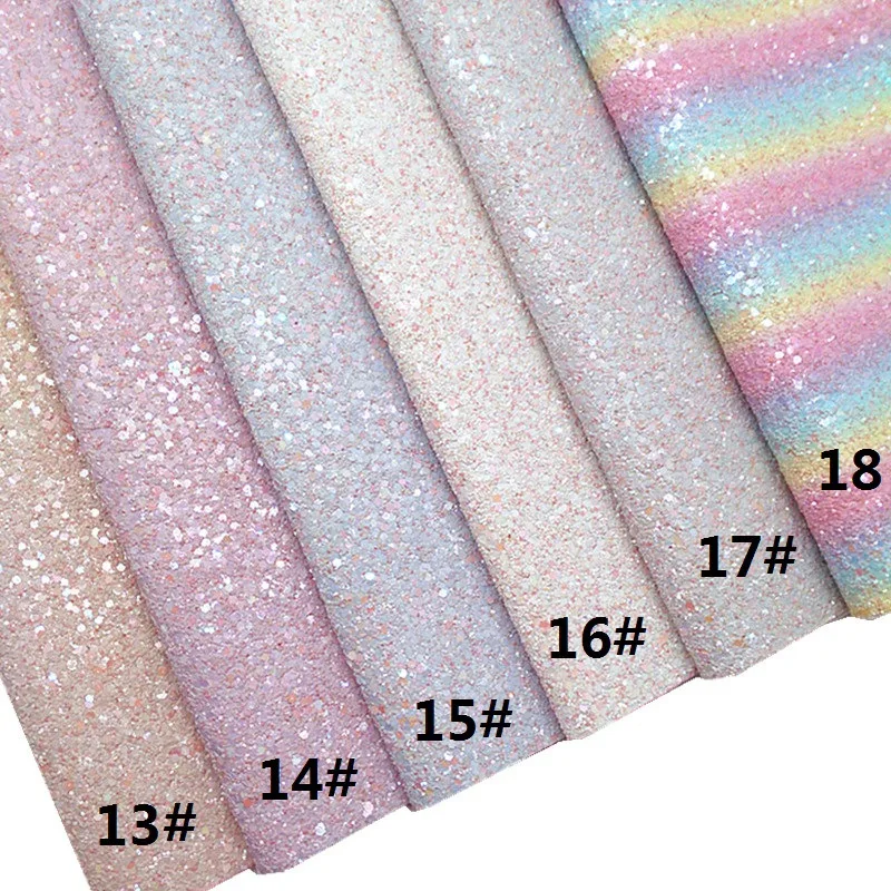 New Designer 1 mm A4 Size Laserable Chunky Shimmer Vegan Shiny Rexine PU Glitter Leather Sheets for Crafting DIY Shoes Bags Bows