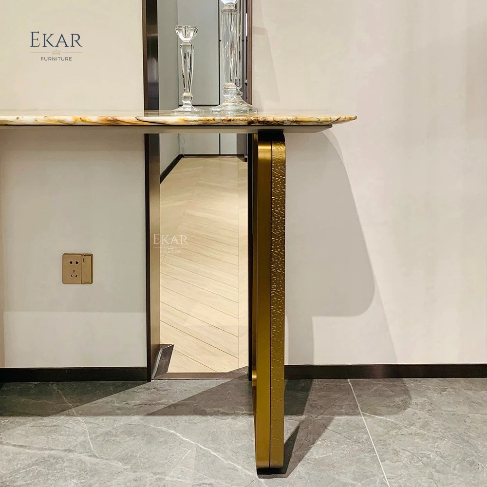 EKAR FURNITURE luxury design console table modern gold marble hallway console table