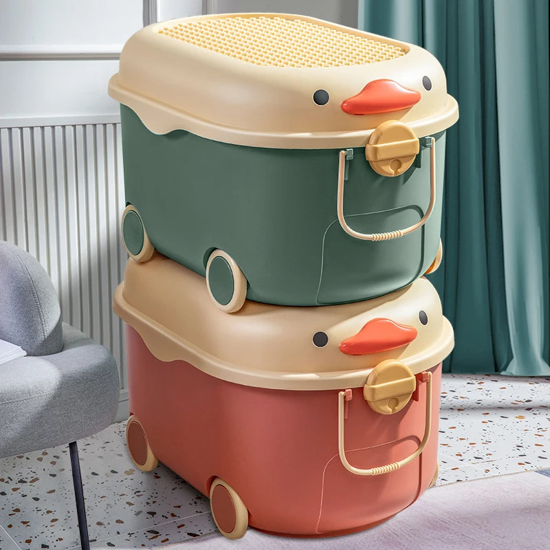 OEM Customized Cartoon Appearance Lovely Duck storage Box Large size Kid toys organizer Bin Used for children to form habit