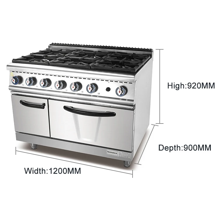 Commercial kitchen professional 6 burner gas cooking range prices industrial gas stove with oven restaurant machines equipment