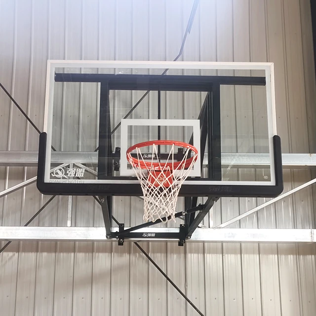 Заводская поставка регулируемая высота официальный размер панели настенный стеклянный баскетбольный обруч с отрывом