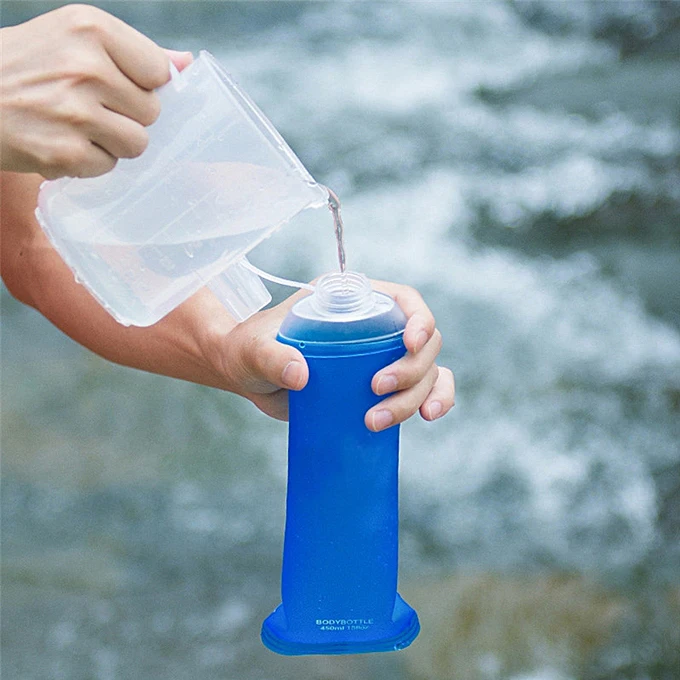Trail Running Race Reusable Collapsible Folding TPU Water Bottle water soft flask