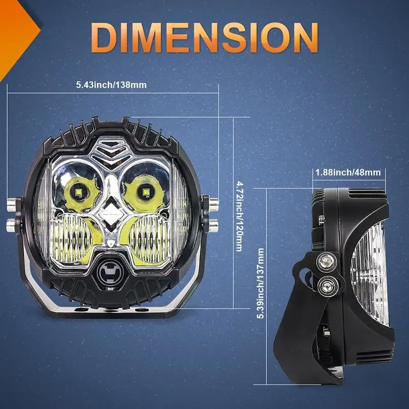 Others Car Light Accessories 32W Tri-Color Projector  LED Work Light with White and Yellow drl Driving Spot Fog Lamp for truck